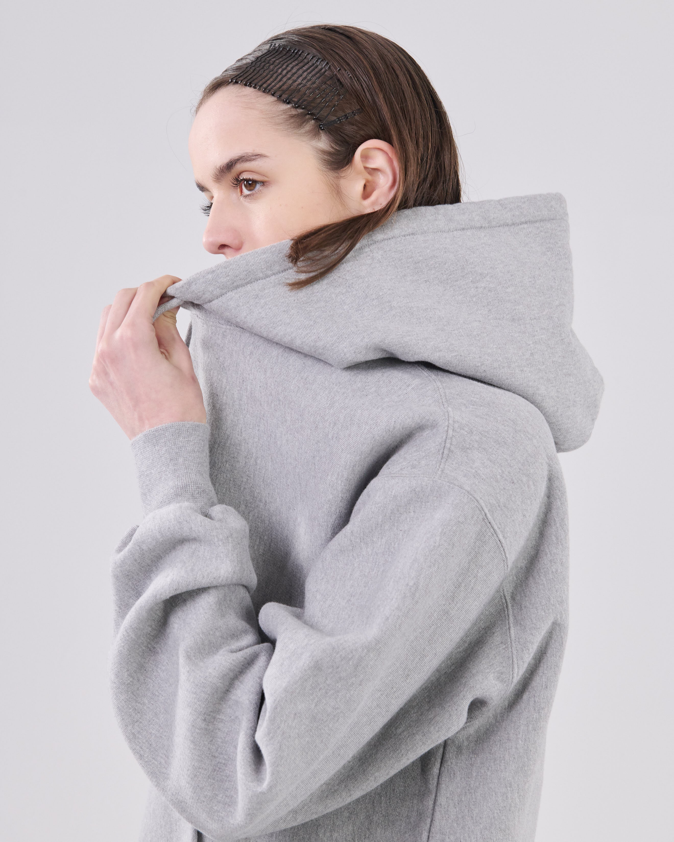 Classic Hoodie Crossgrain, Grey Mescla