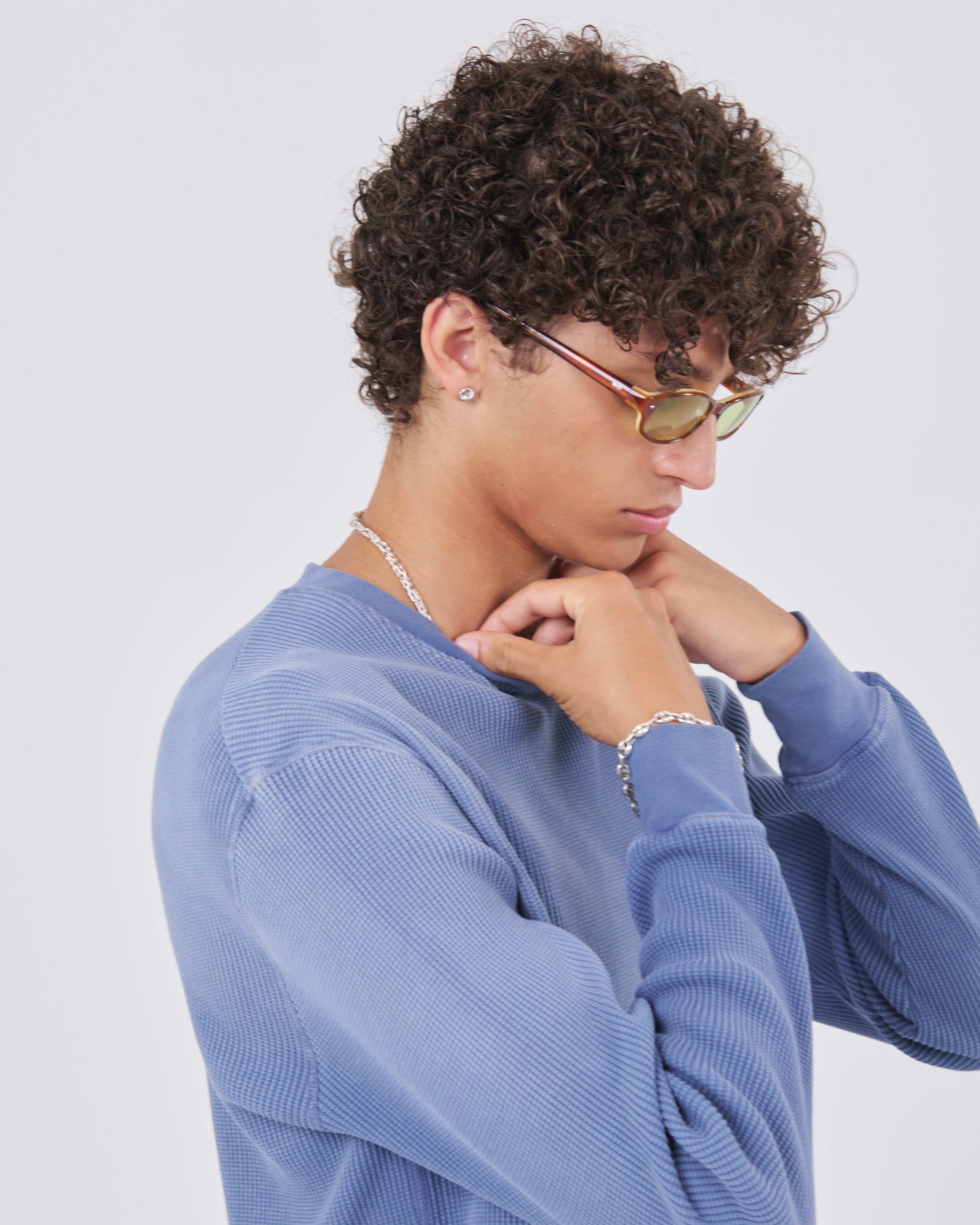 Waffle Longsleeve , Blue Steel