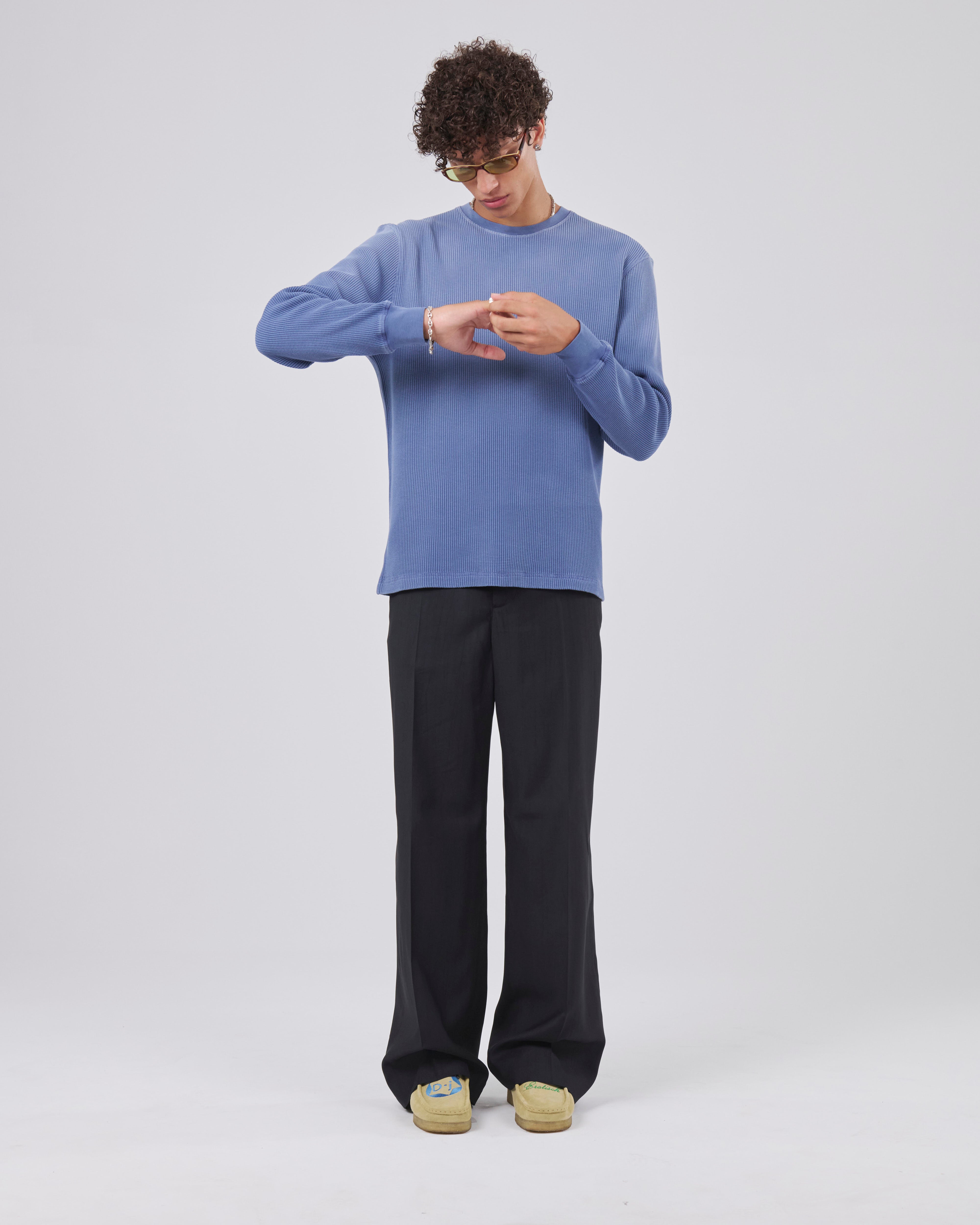 Waffle Longsleeve , Blue Steel