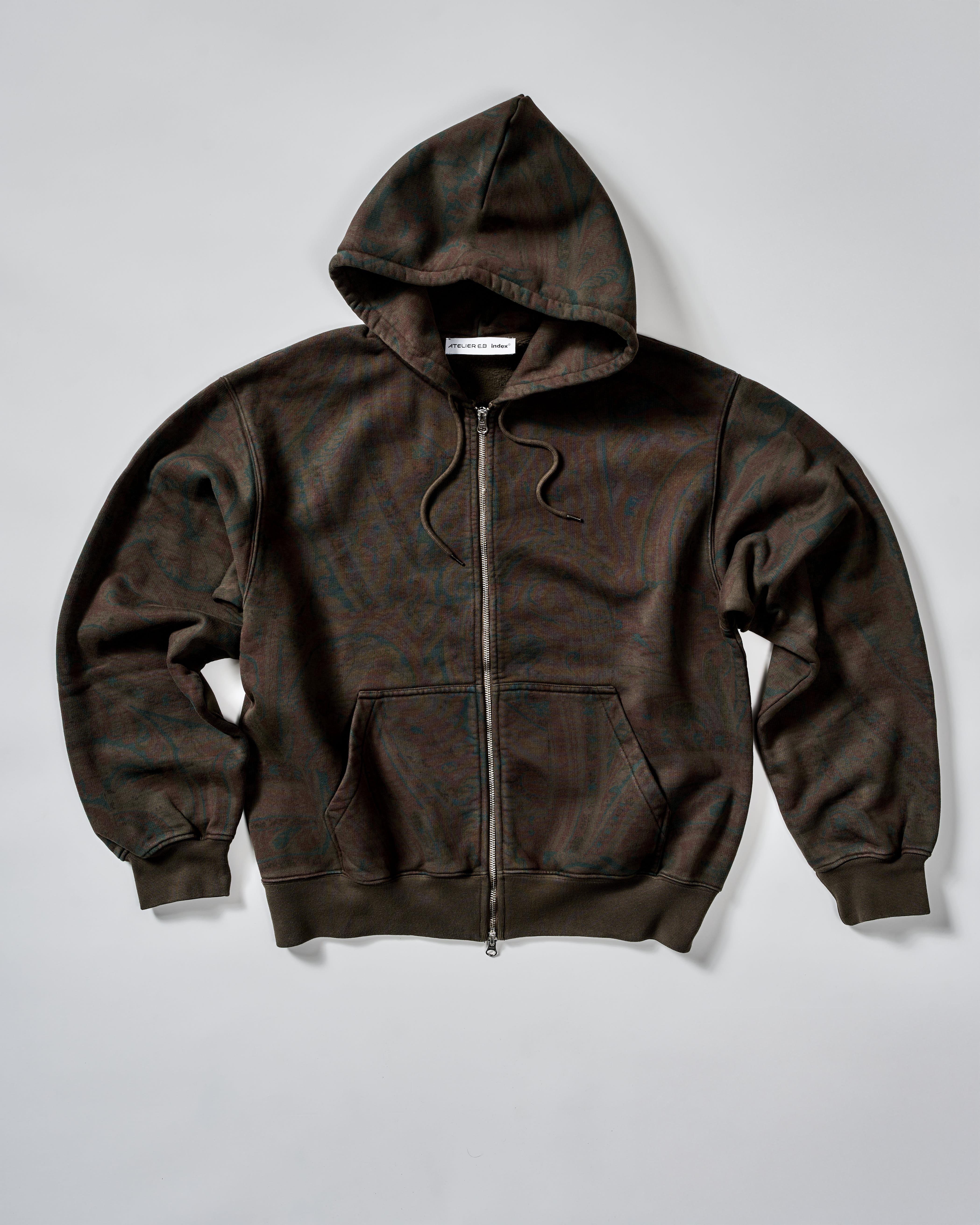 Zip Hoodie 505, Cocoa Paisley Atelier E.B