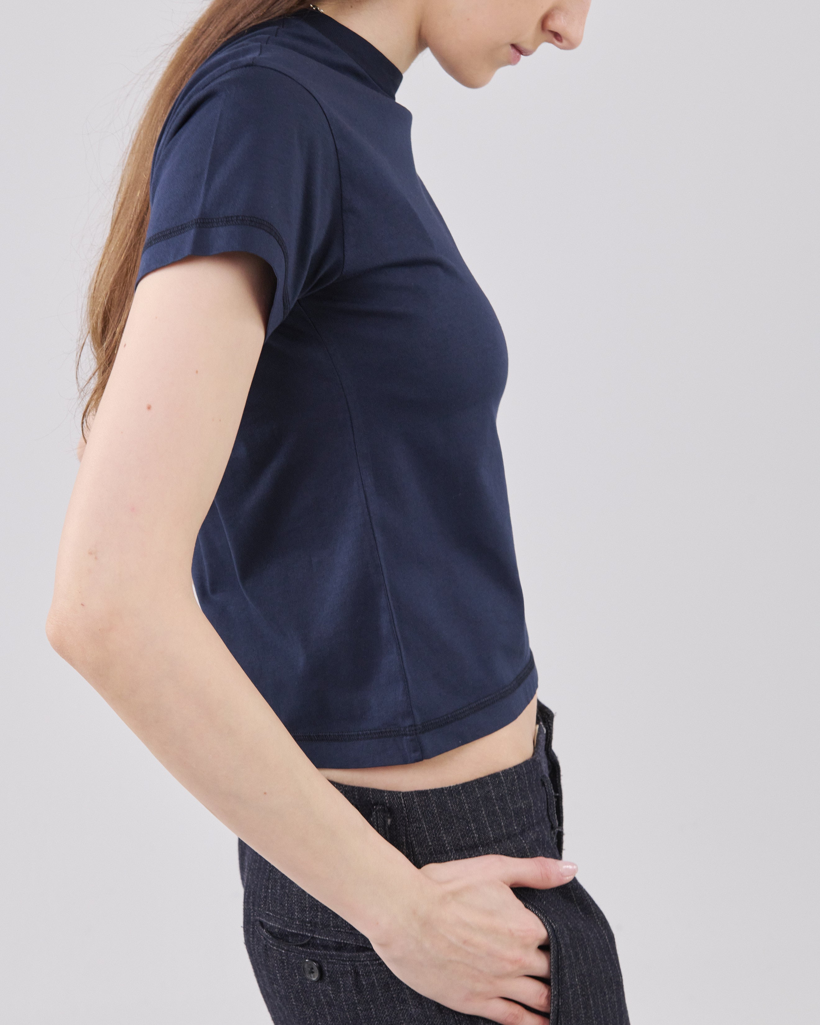 Cropped T-Shirt, Dark Navy