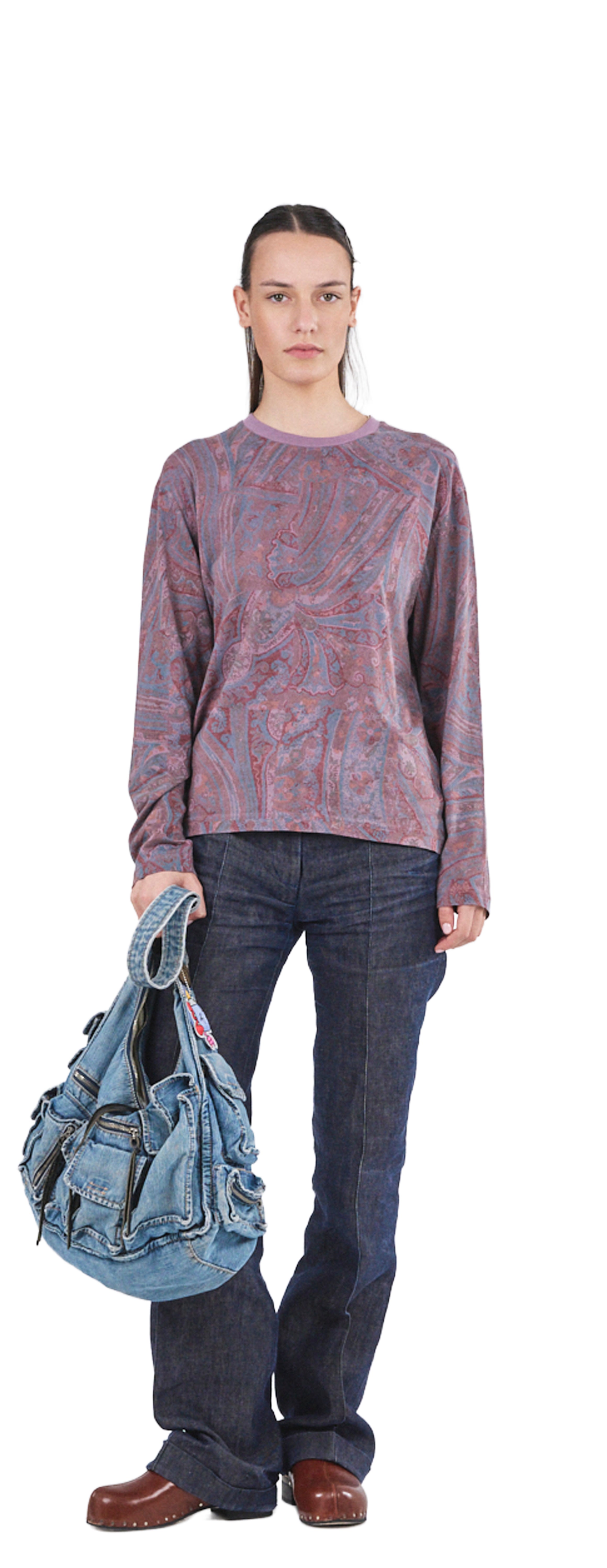 Boxy Longsleeve 135, Purple Paisley Atelier E.B