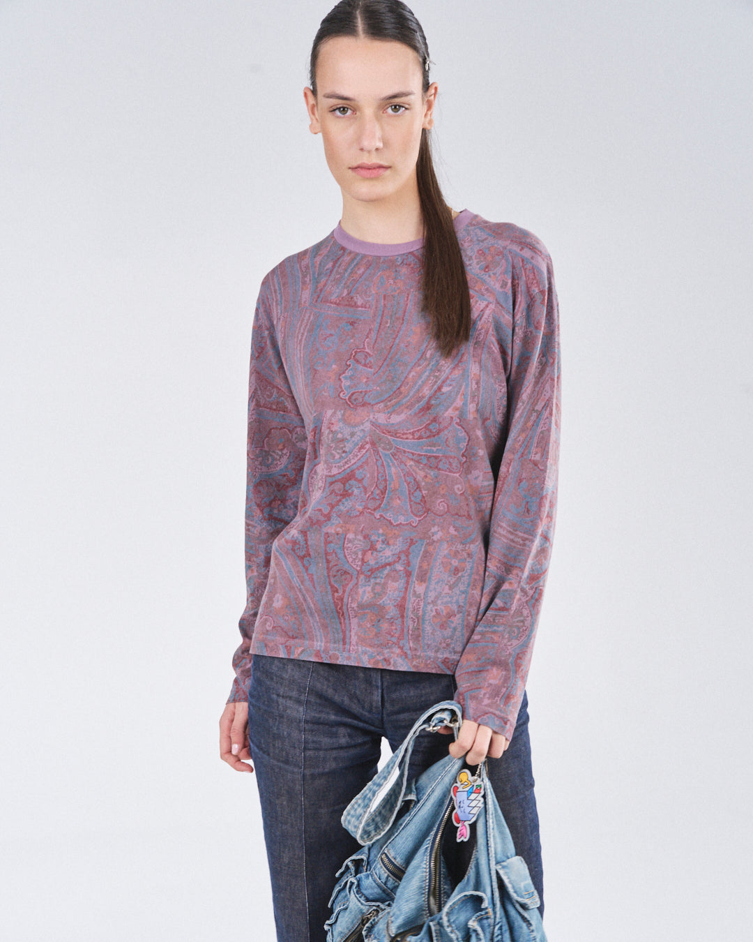 Boxy Longsleeve 135, Purple Paisley Atelier E.B
