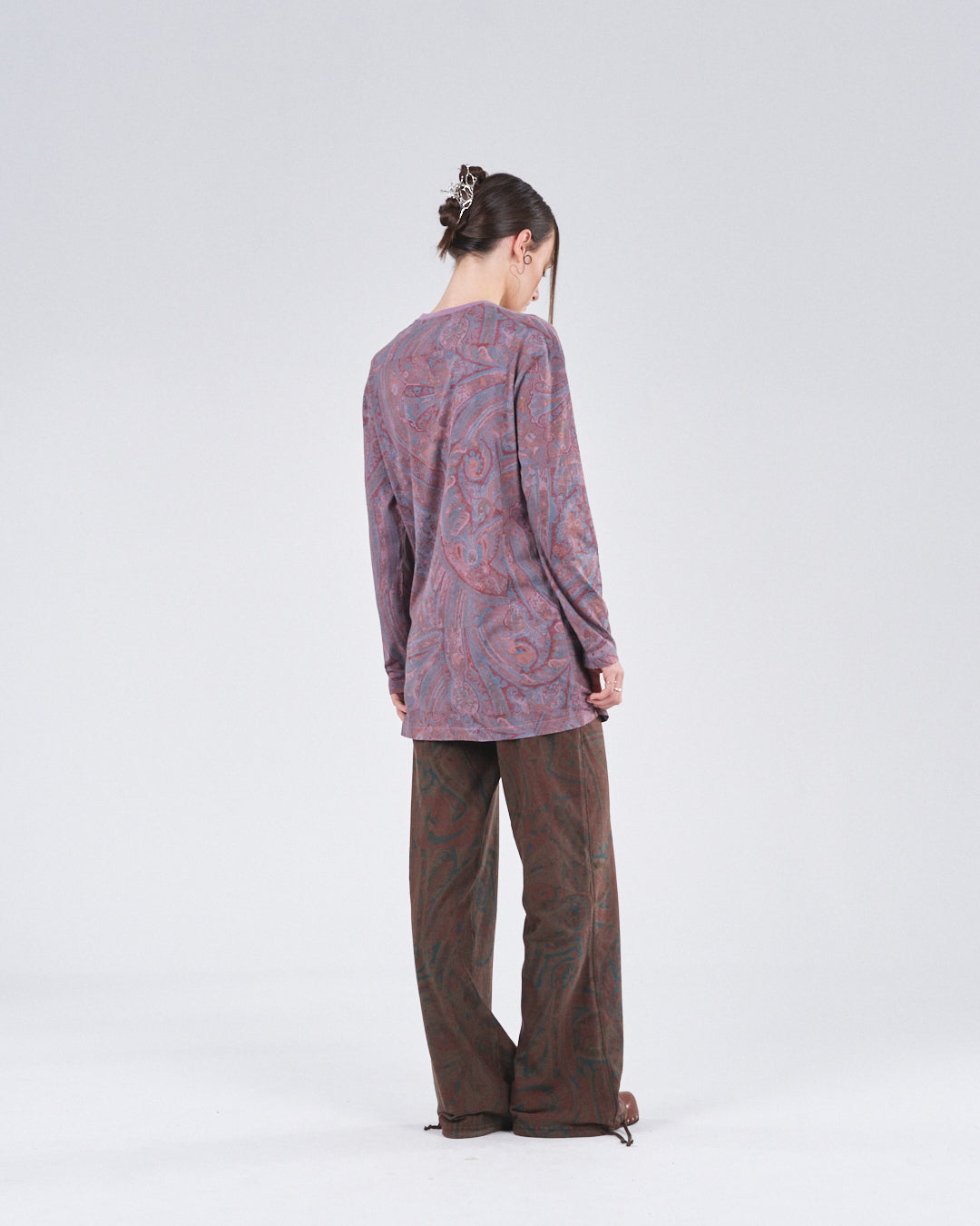 Boxy Longsleeve Dress 135, Purple Paisley Atelier E.B