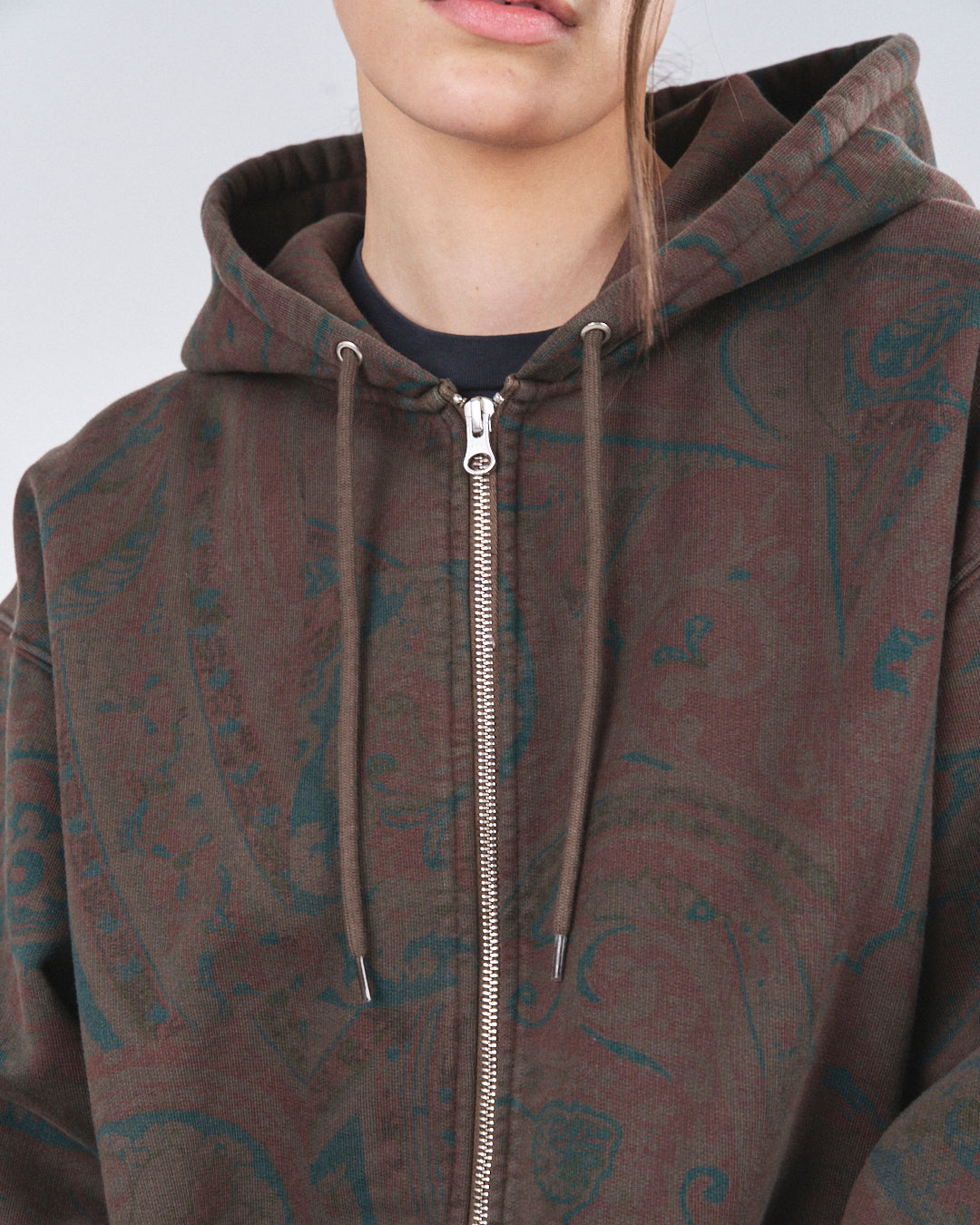 Zip Hoodie 505, Cocoa Paisley Atelier E.B