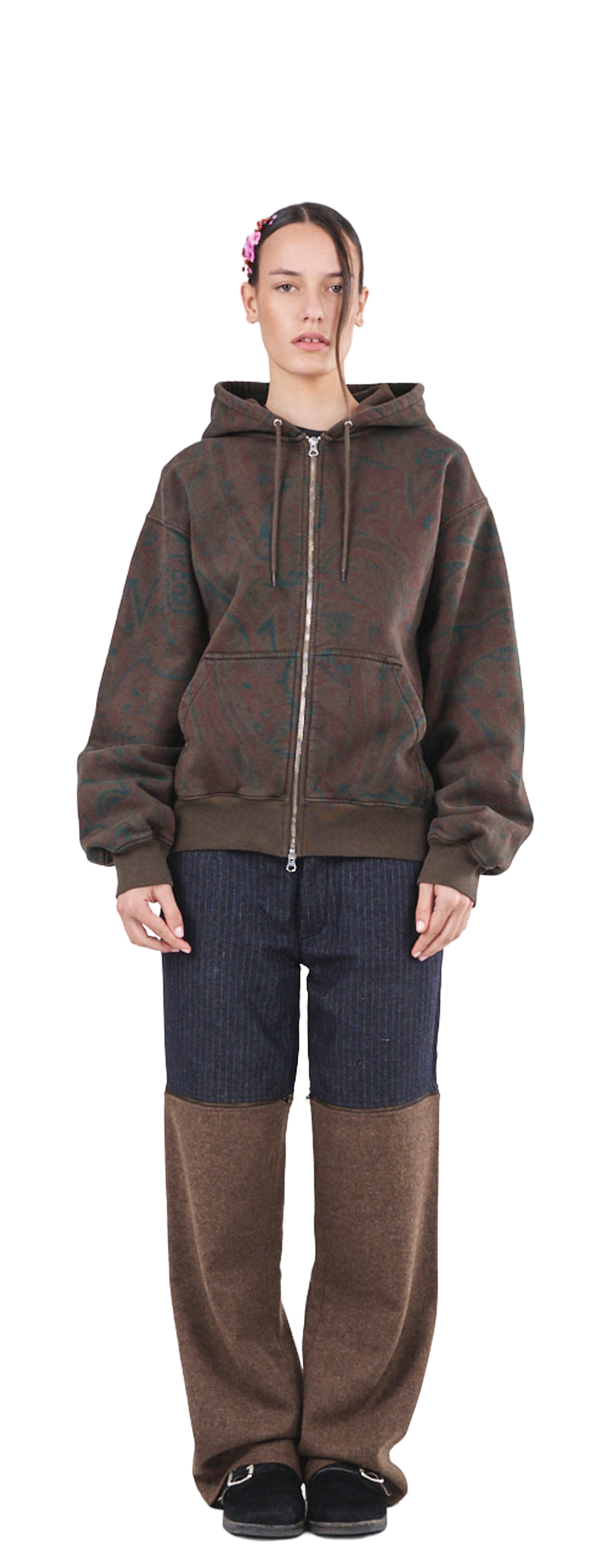 Zip Hoodie 505, Cocoa Paisley Atelier E.B