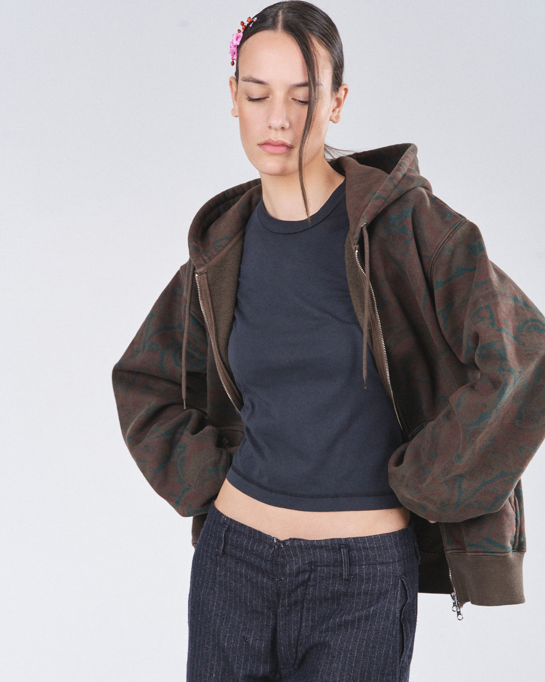 Zip Hoodie 505, Cocoa Paisley Atelier E.B