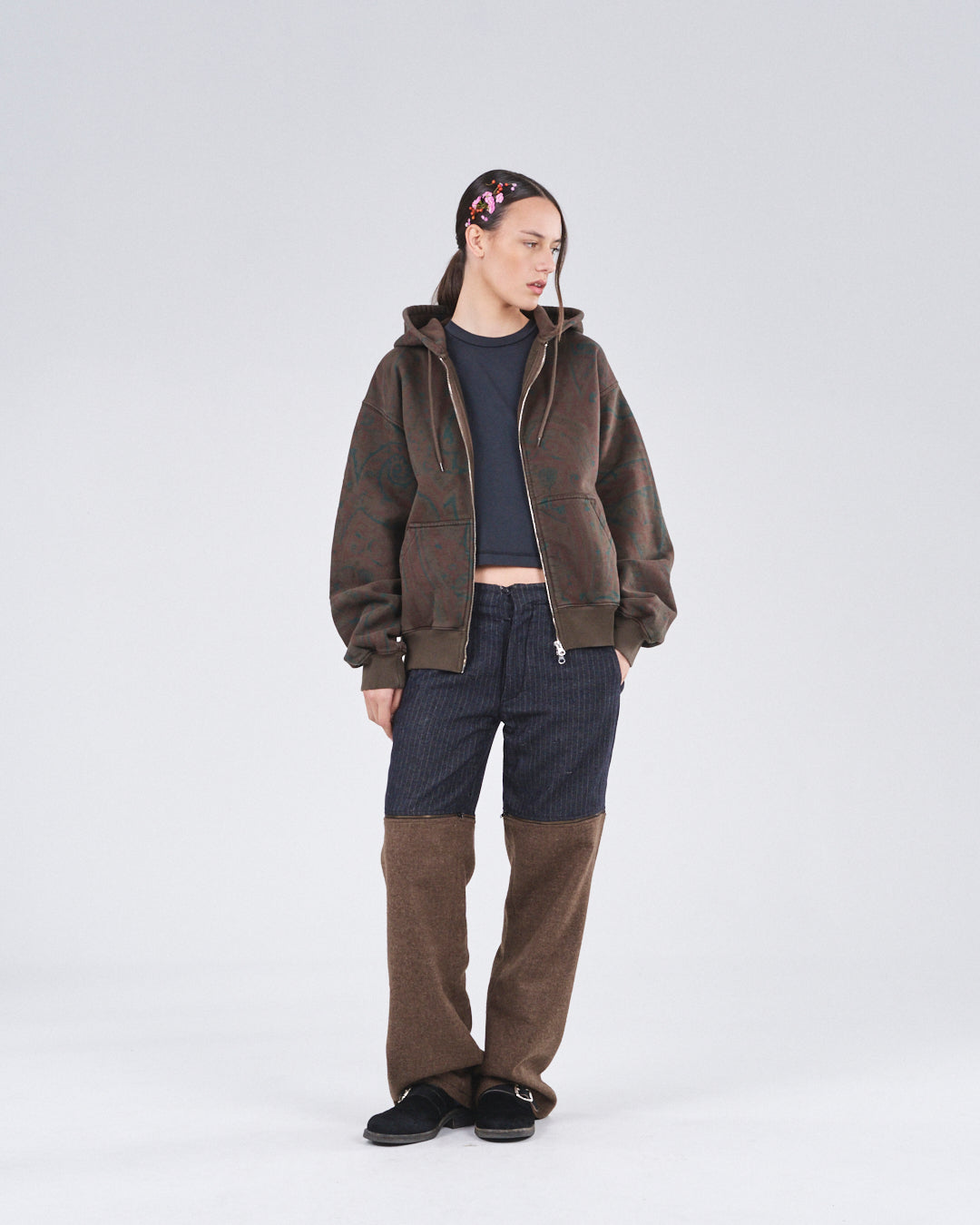 Zip Hoodie 505, Cocoa Paisley Atelier E.B