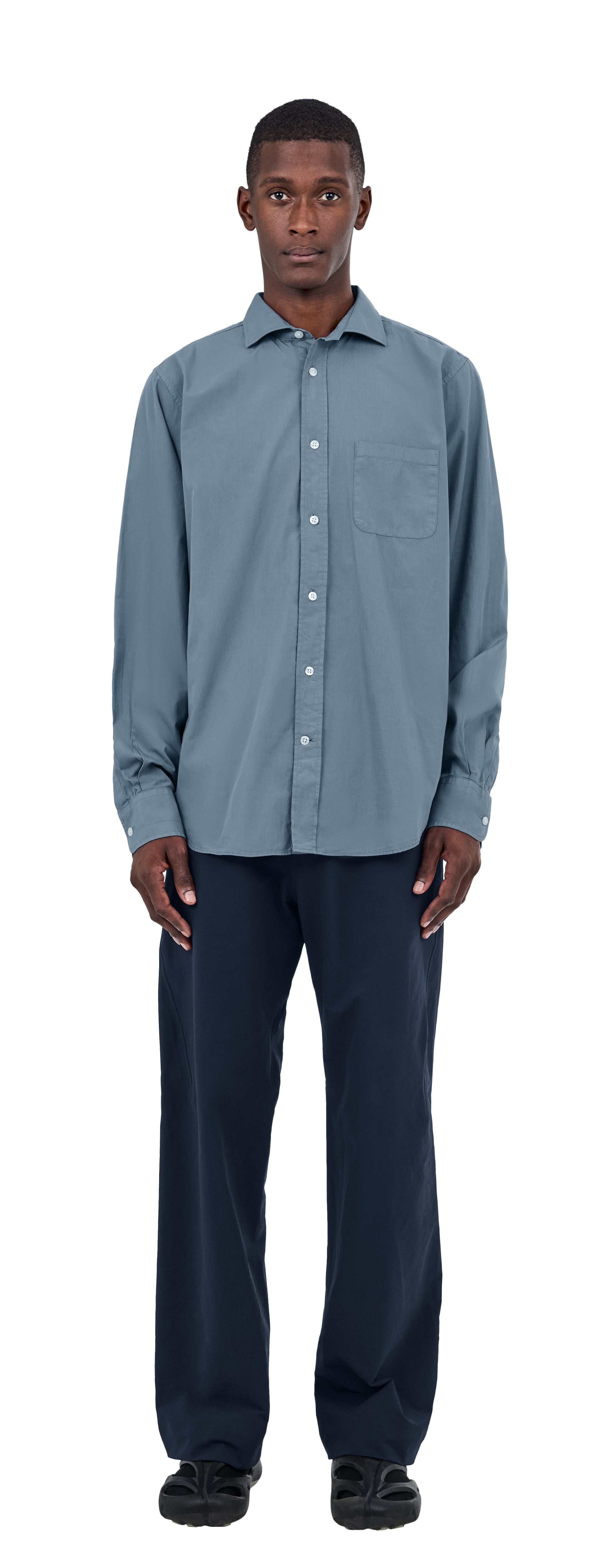 Shark Collar Shirt, Blue Slate