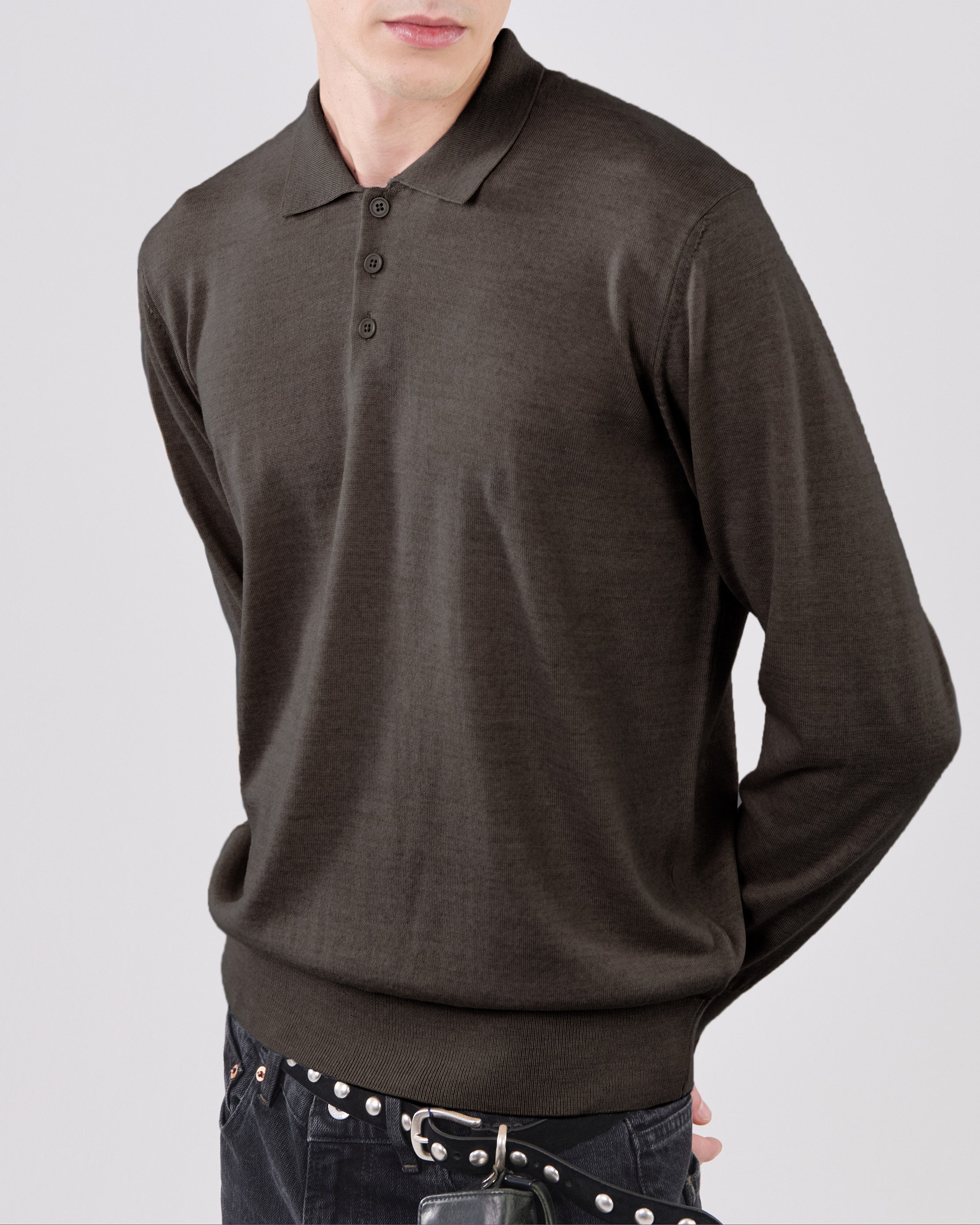 Longsleeve Polo, Brown