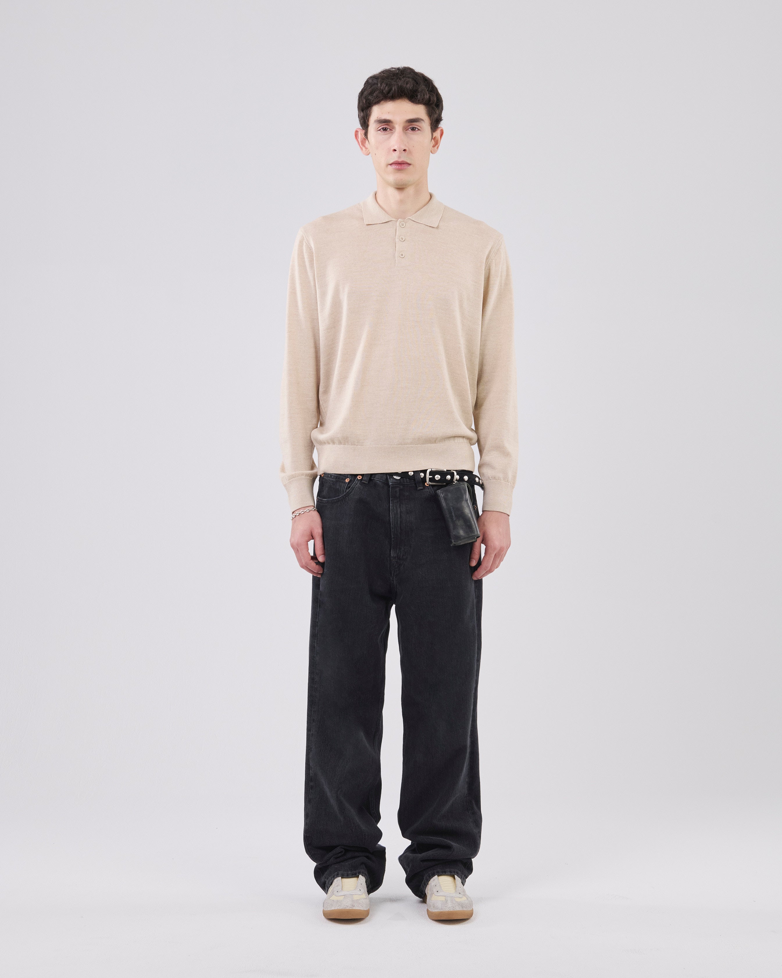 Longsleeve Polo, Ivory