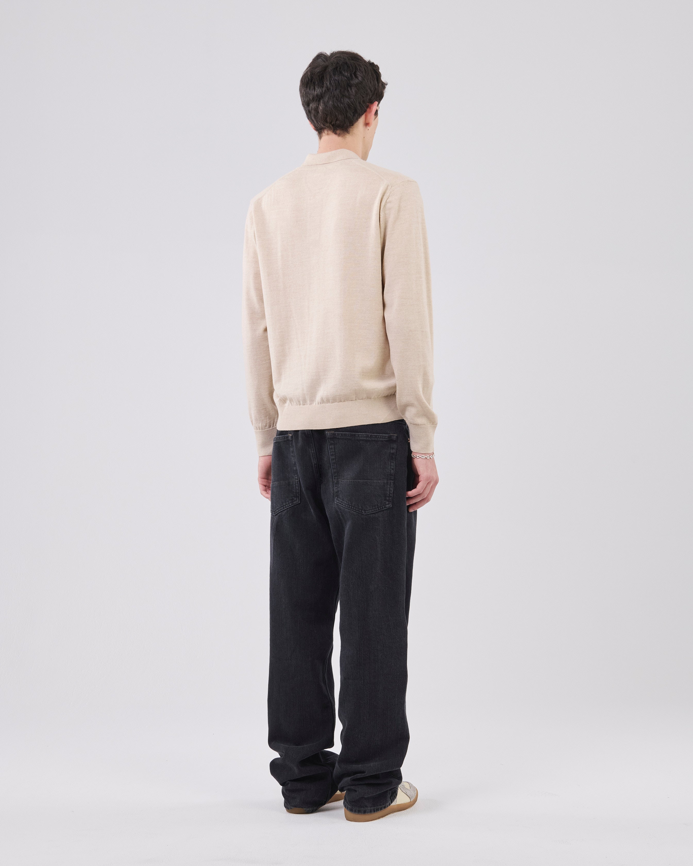 Longsleeve Polo, Ivory