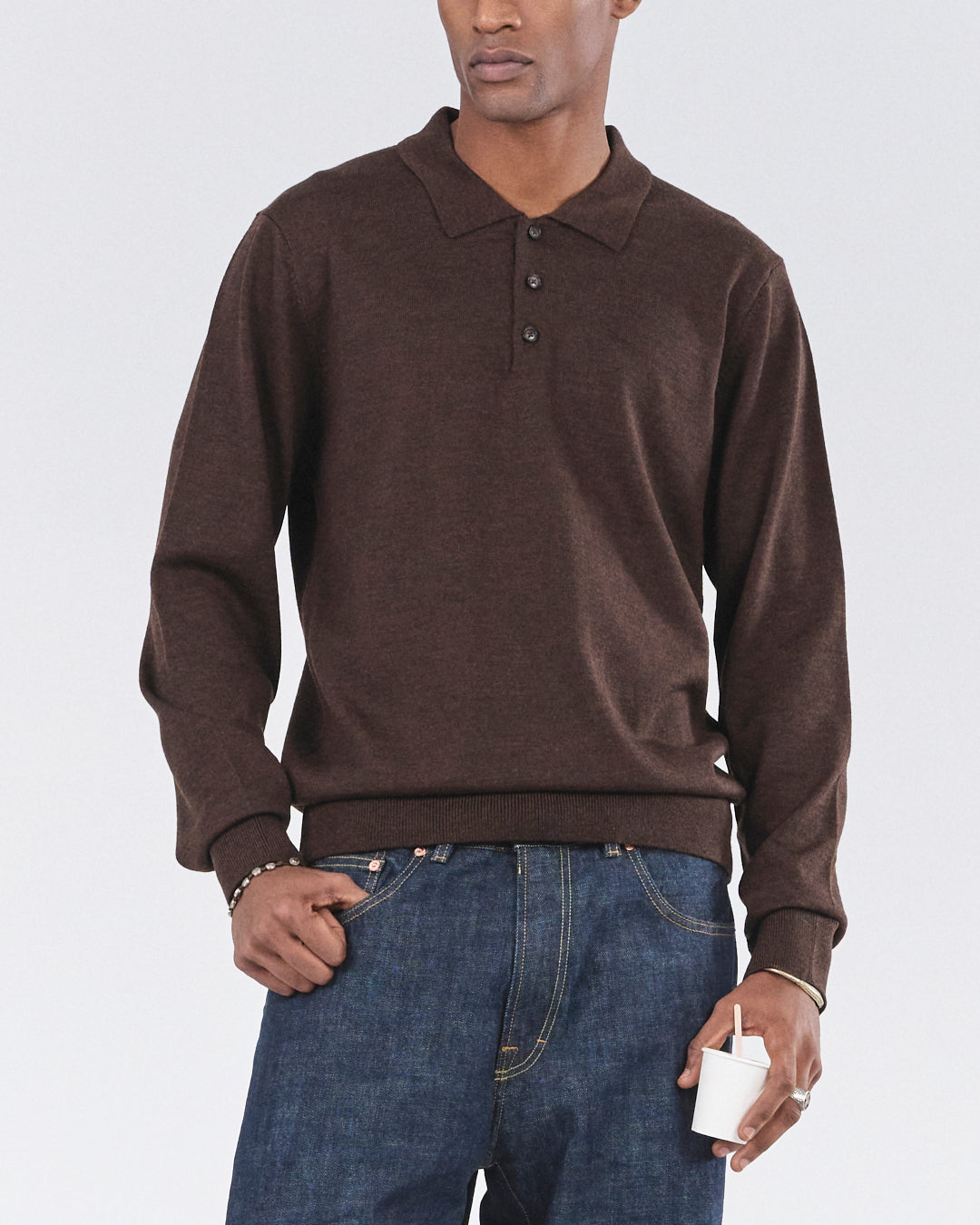 Longsleeve Polo, Ebony Ash