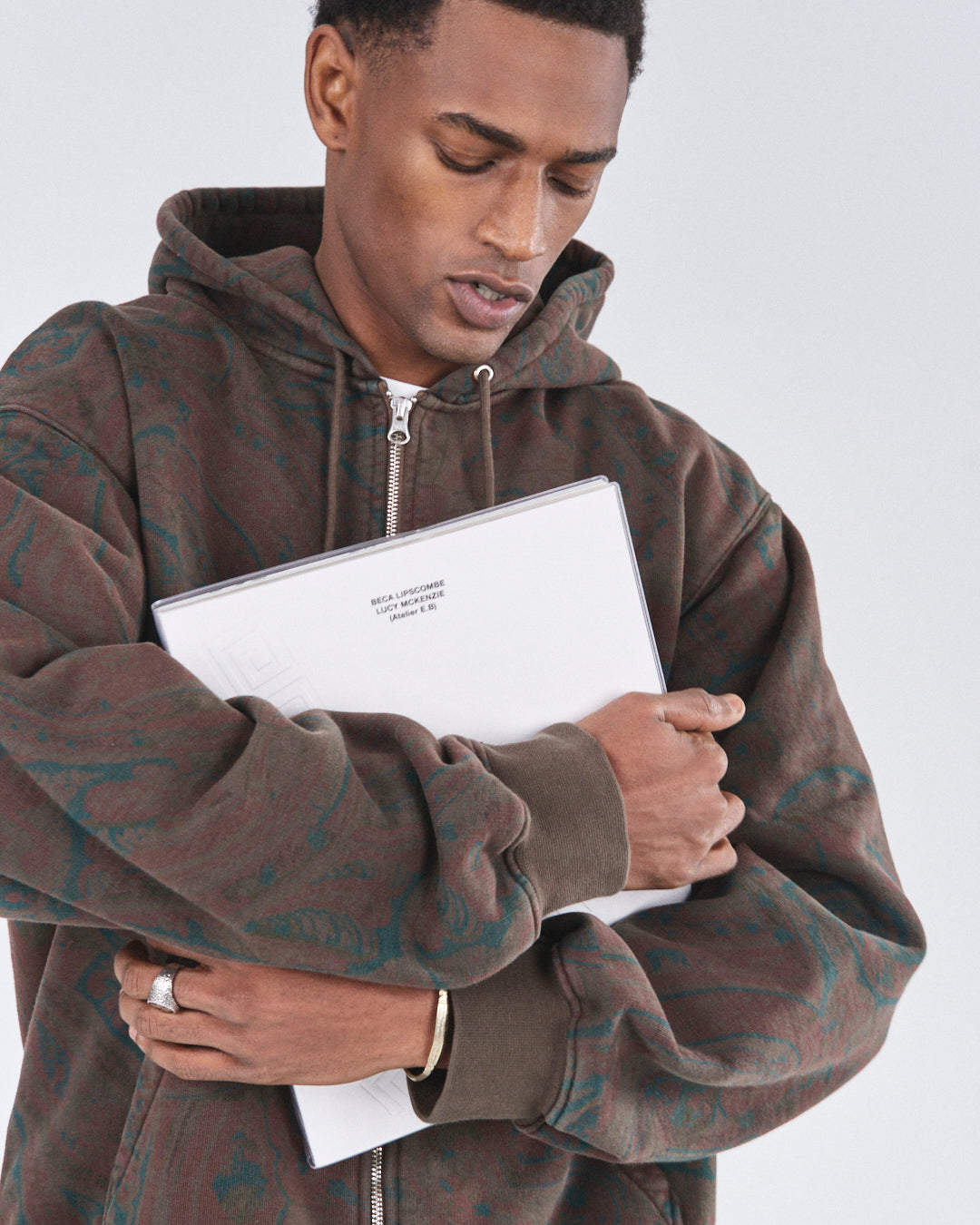 Zip Hoodie 505, Cocoa Paisley Atelier E.B