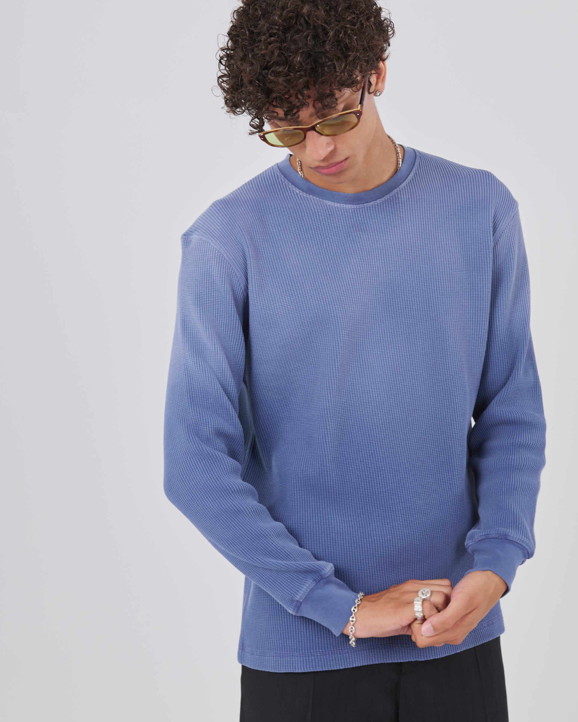 Waffle Longsleeve , Blue Steel