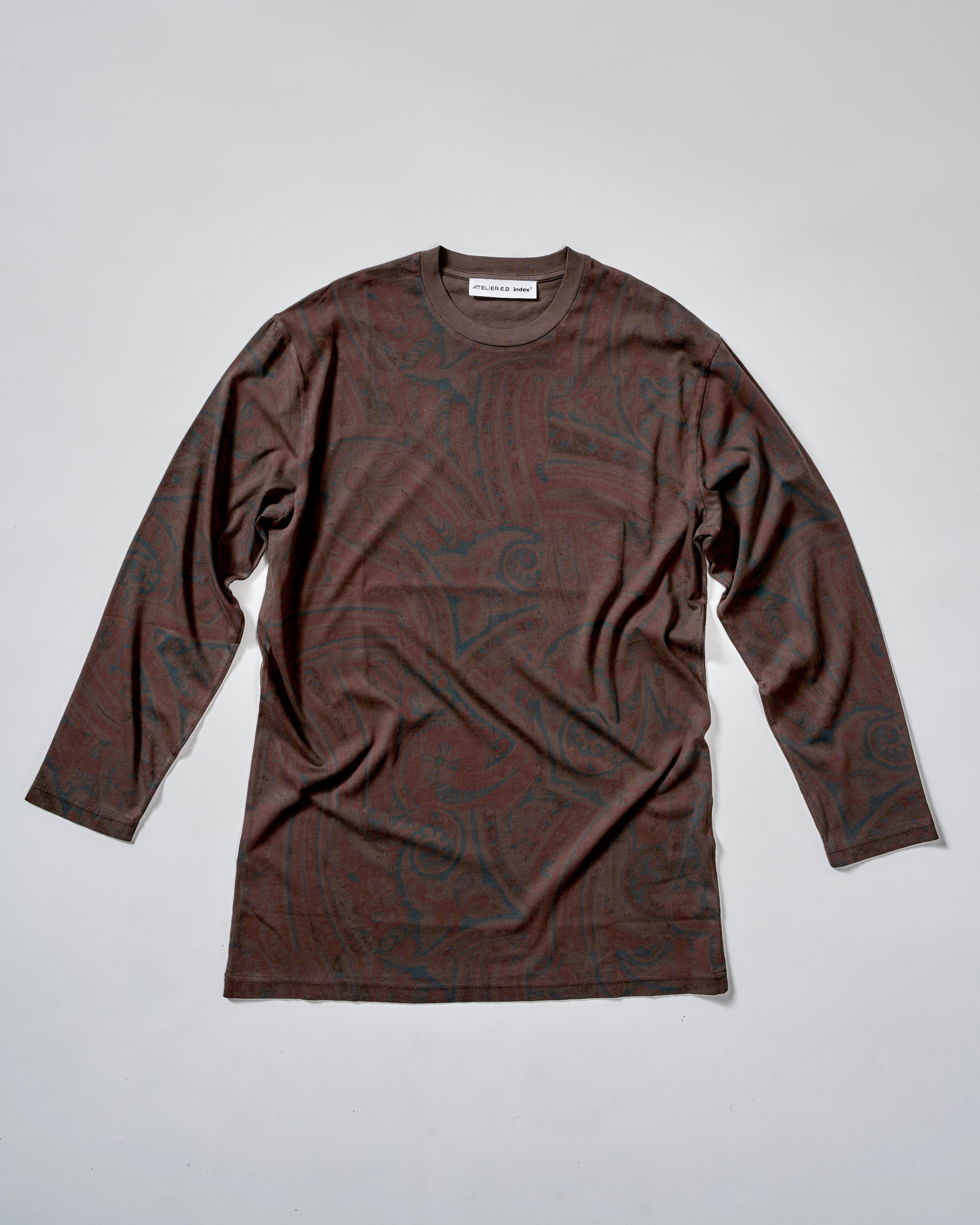 Boxy Longsleeve Dress 135, Cocoa Paisley Atelier E.B