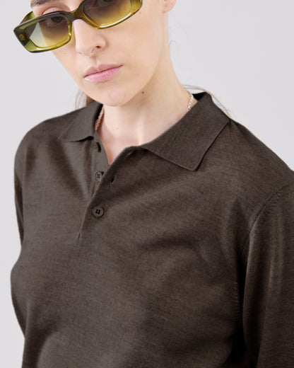 Longsleeve Polo, Brown