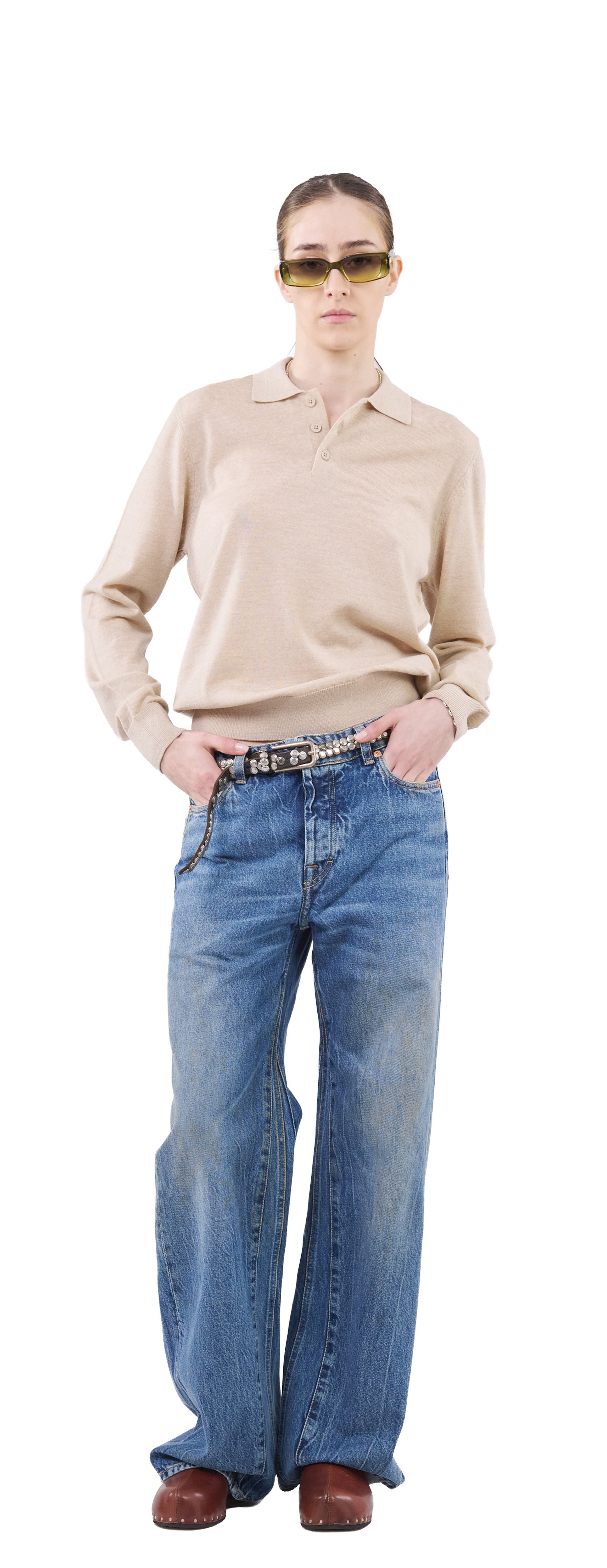 Longsleeve Polo, Ivory