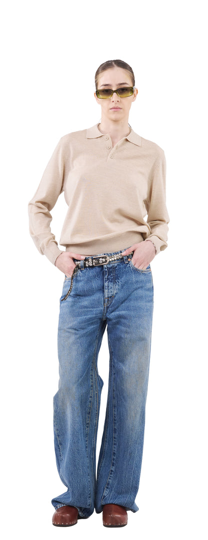 Longsleeve Polo, Ivory