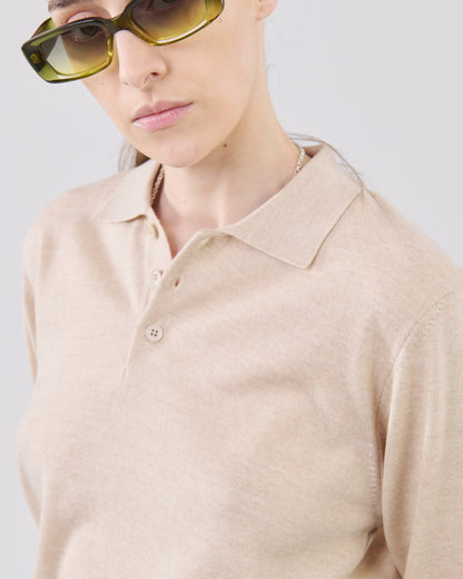 Longsleeve Polo, Ivory