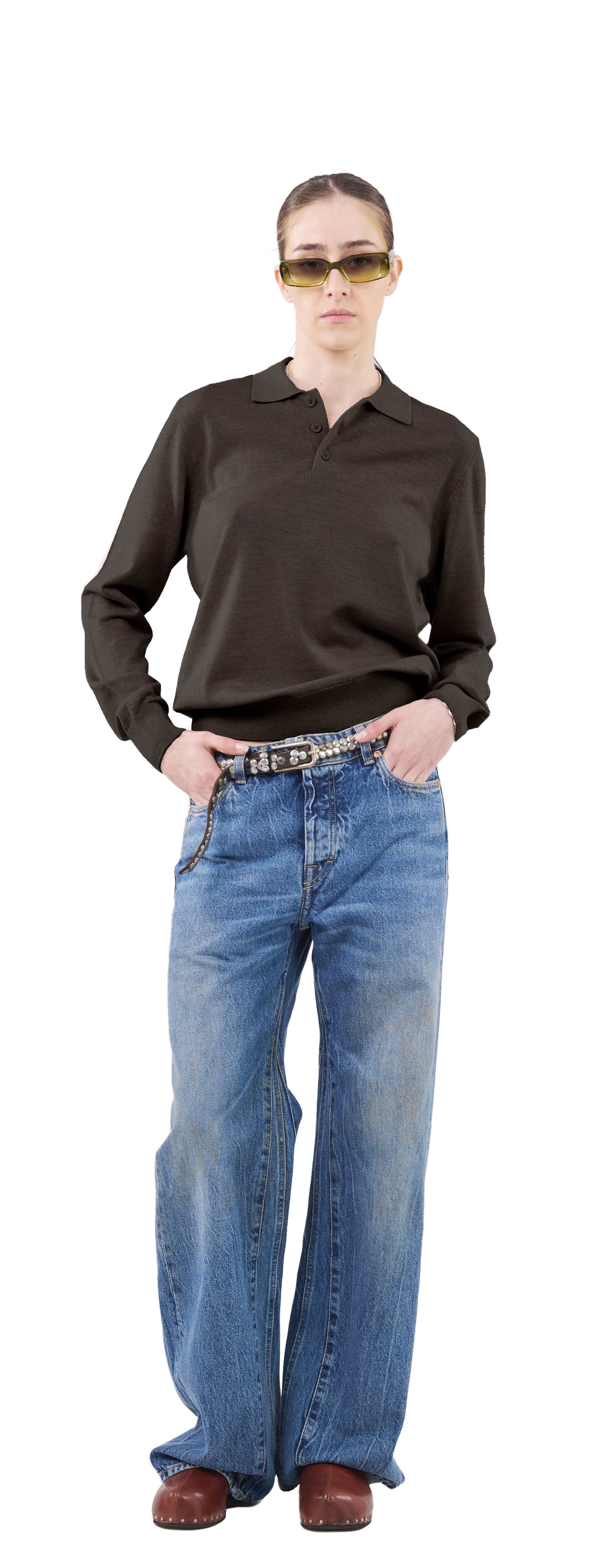 Longsleeve Polo, Brown