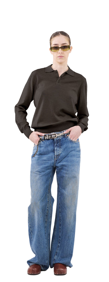 Longsleeve Polo, Brown