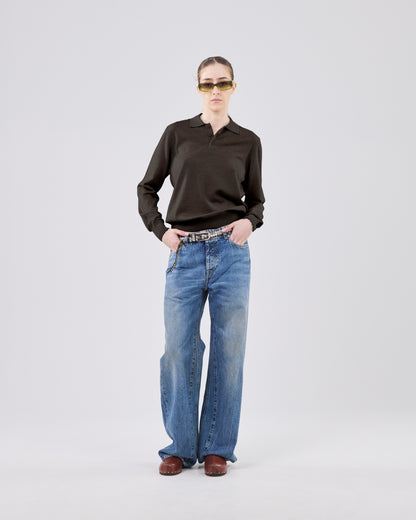 Longsleeve Polo, Brown