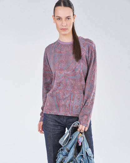 Boxy Longsleeve 135, Purple Paisley Atelier E.B