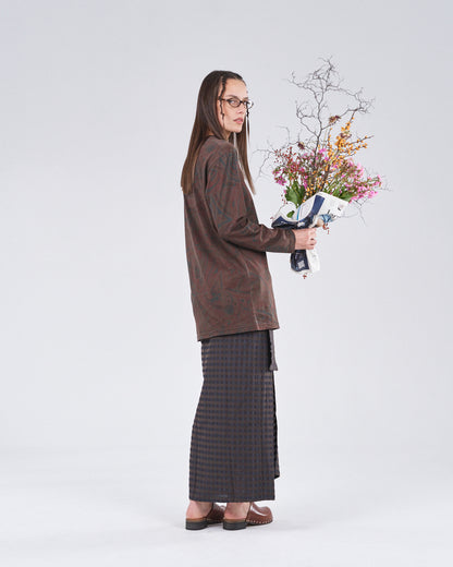 Boxy Longsleeve Dress 135, Cocoa Paisley Atelier E.B