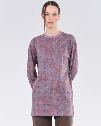 Boxy Longsleeve Dress 135, Purple Paisley Atelier E.B