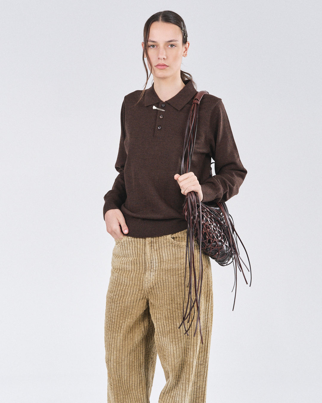 Longsleeve Polo, Ebony Ash