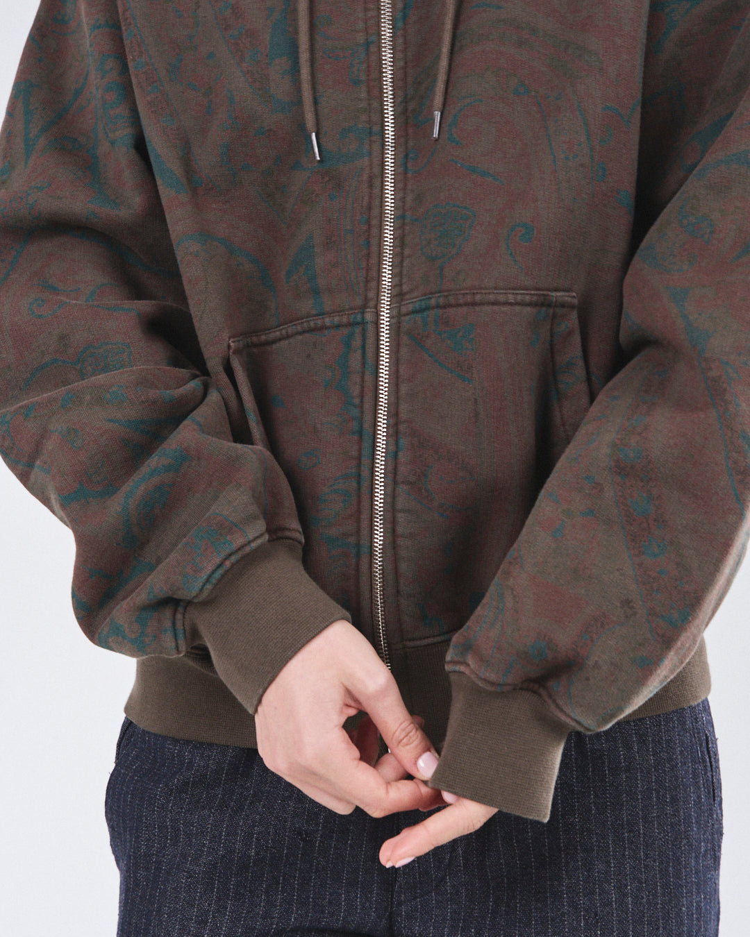 Zip Hoodie 505, Cocoa Paisley Atelier E.B