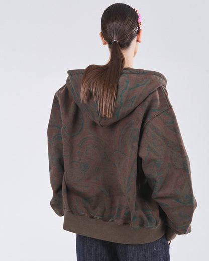 Zip Hoodie 505, Cocoa Paisley Atelier E.B