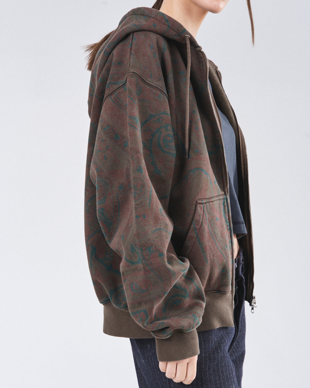 Zip Hoodie 505, Cocoa Paisley Atelier E.B