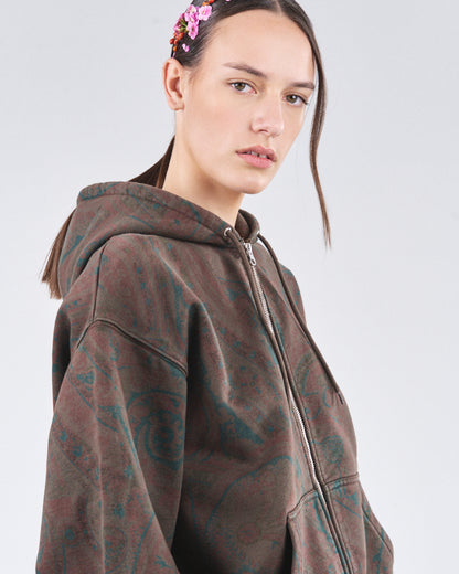 Zip Hoodie 505, Cocoa Paisley Atelier E.B