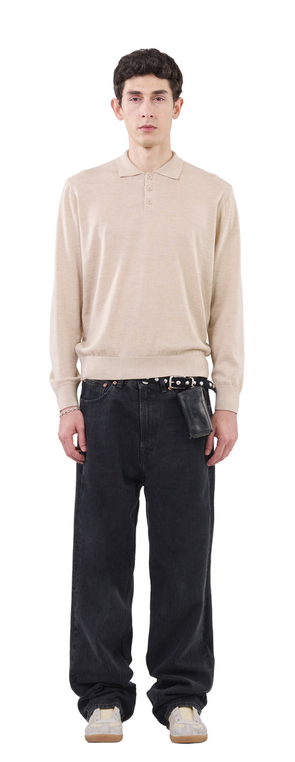 Longsleeve Polo, Ivory