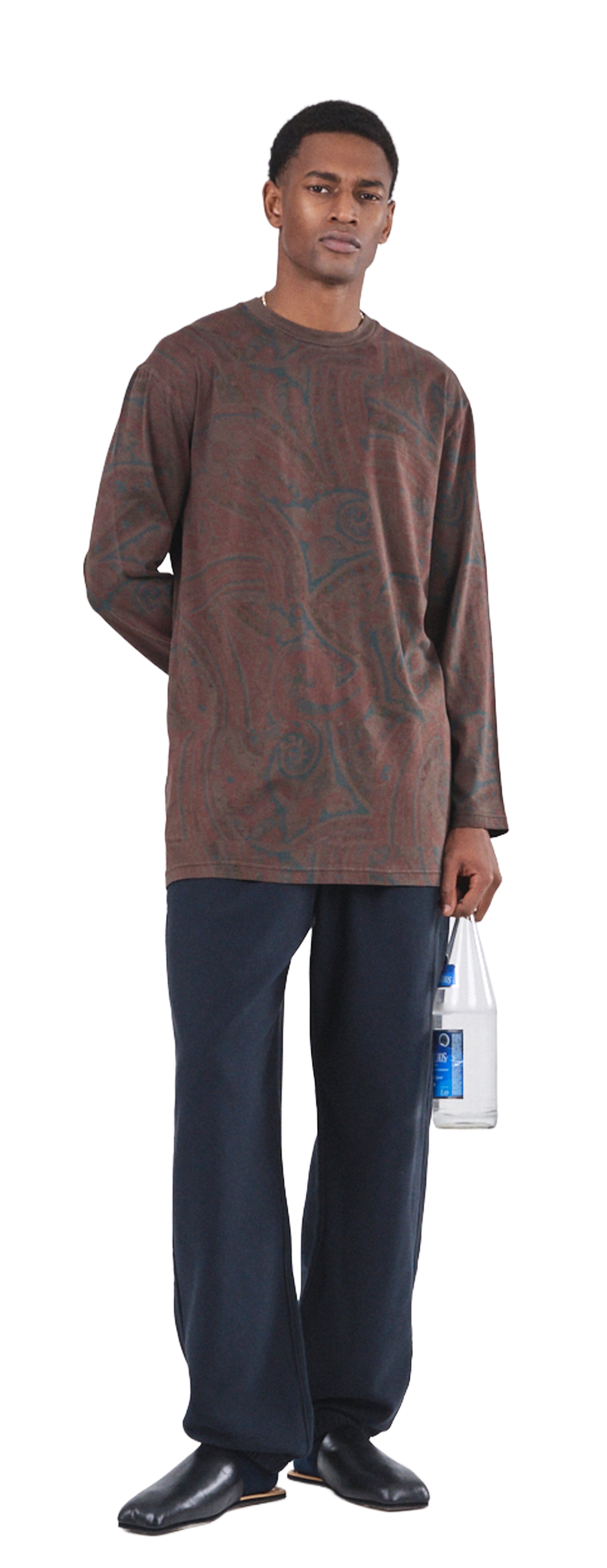 Boxy Longsleeve Dress 135, Cocoa Paisley Atelier E.B