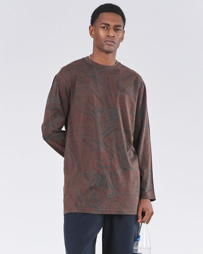 Boxy Longsleeve Dress 135, Cocoa Paisley Atelier E.B