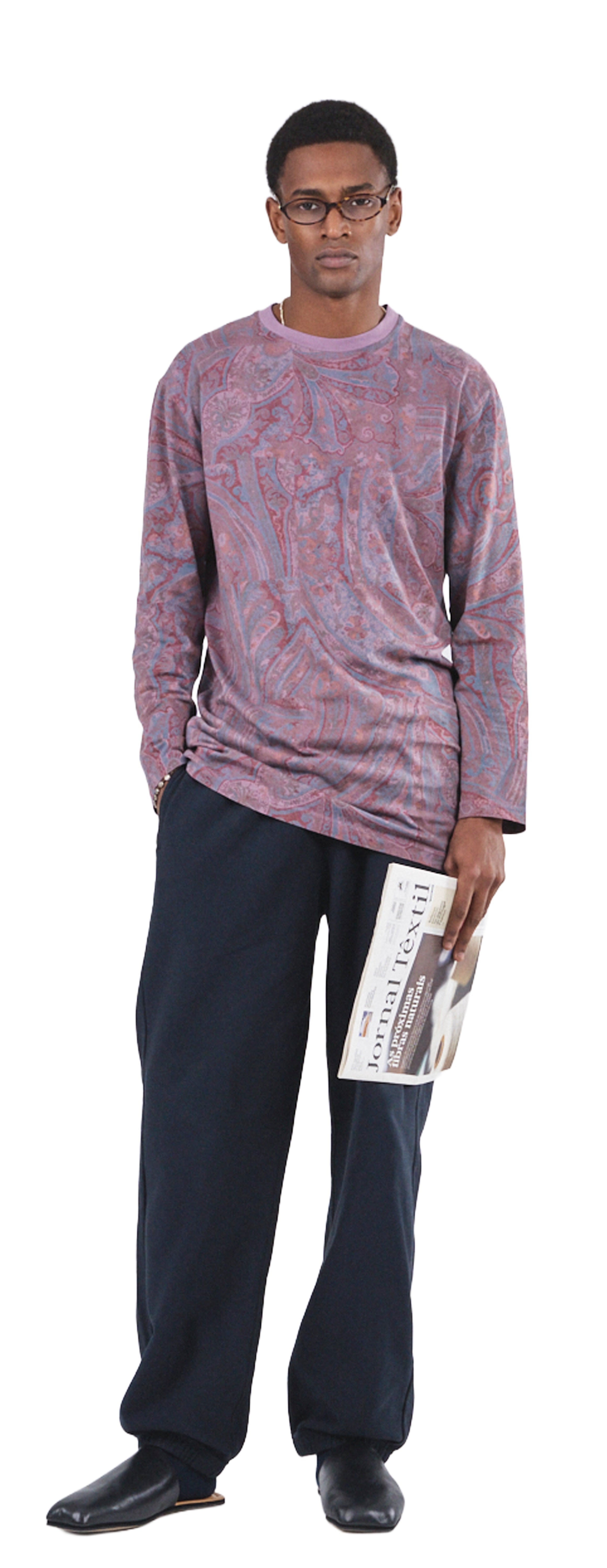 Boxy Longsleeve Dress 135, Purple Paisley Atelier E.B