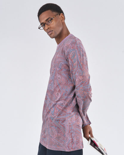 Boxy Longsleeve Dress 135, Purple Paisley Atelier E.B