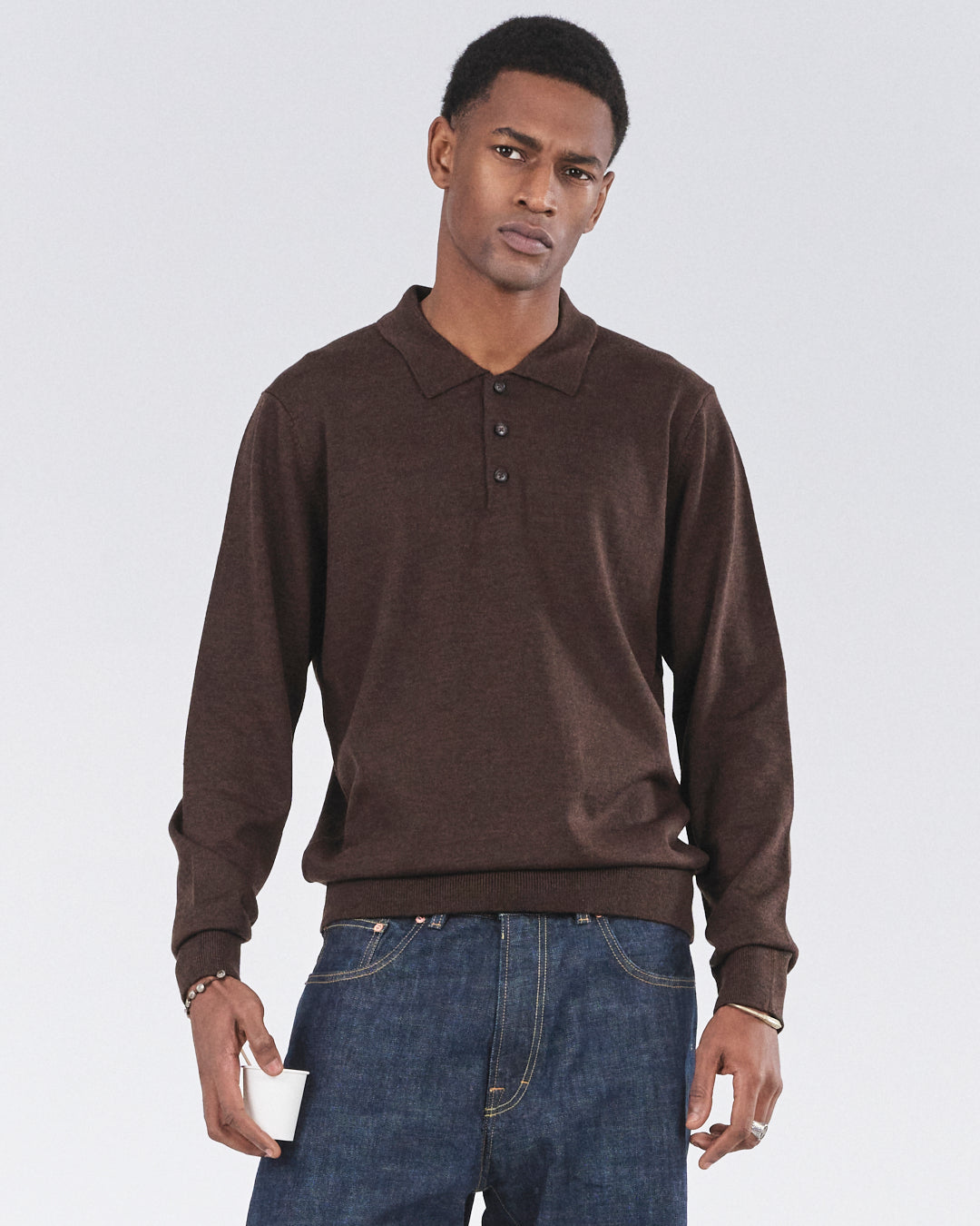 Longsleeve Polo, Ebony Ash