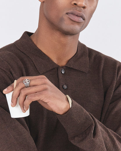 Longsleeve Polo, Ebony Ash