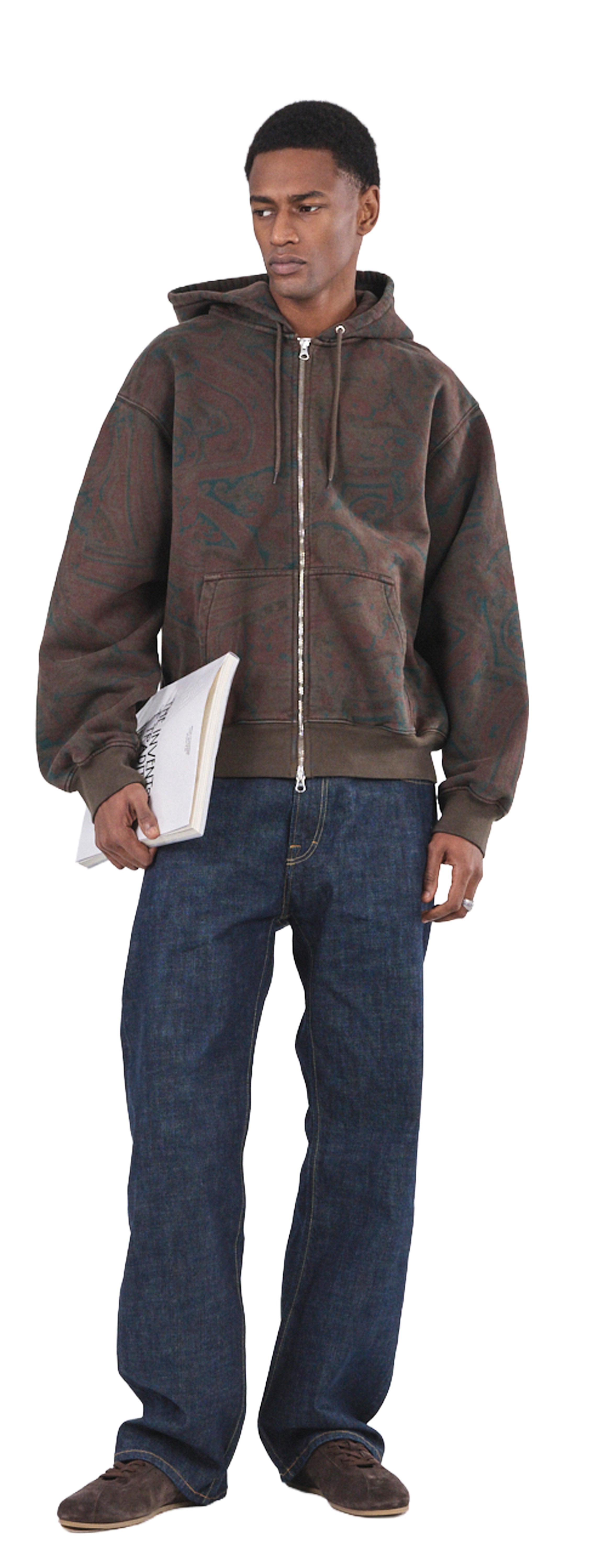 Zip Hoodie 505, Cocoa Paisley Atelier E.B